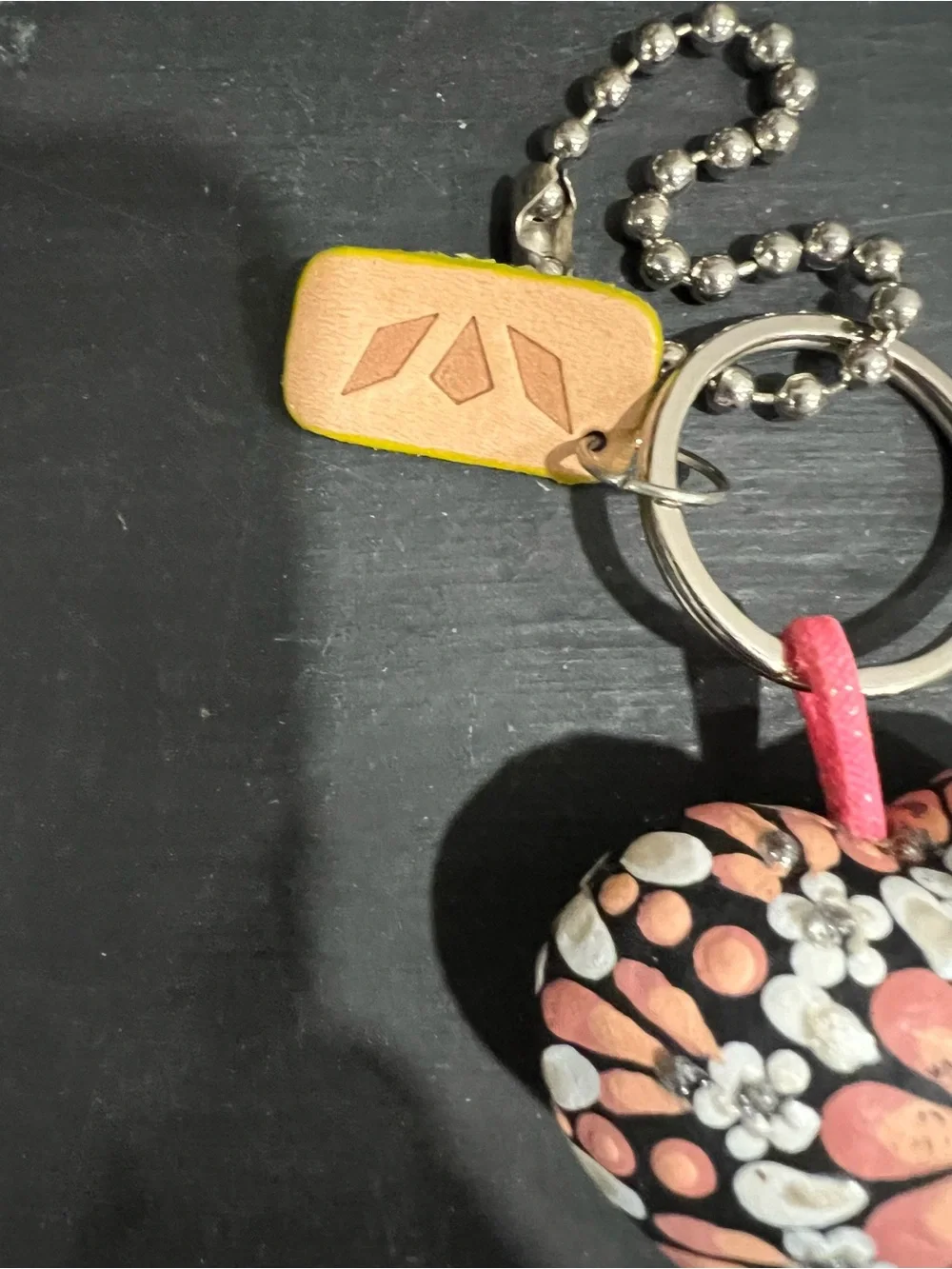 NWOT Consuela Ale Pink Floral Heart Tassel Key Charm